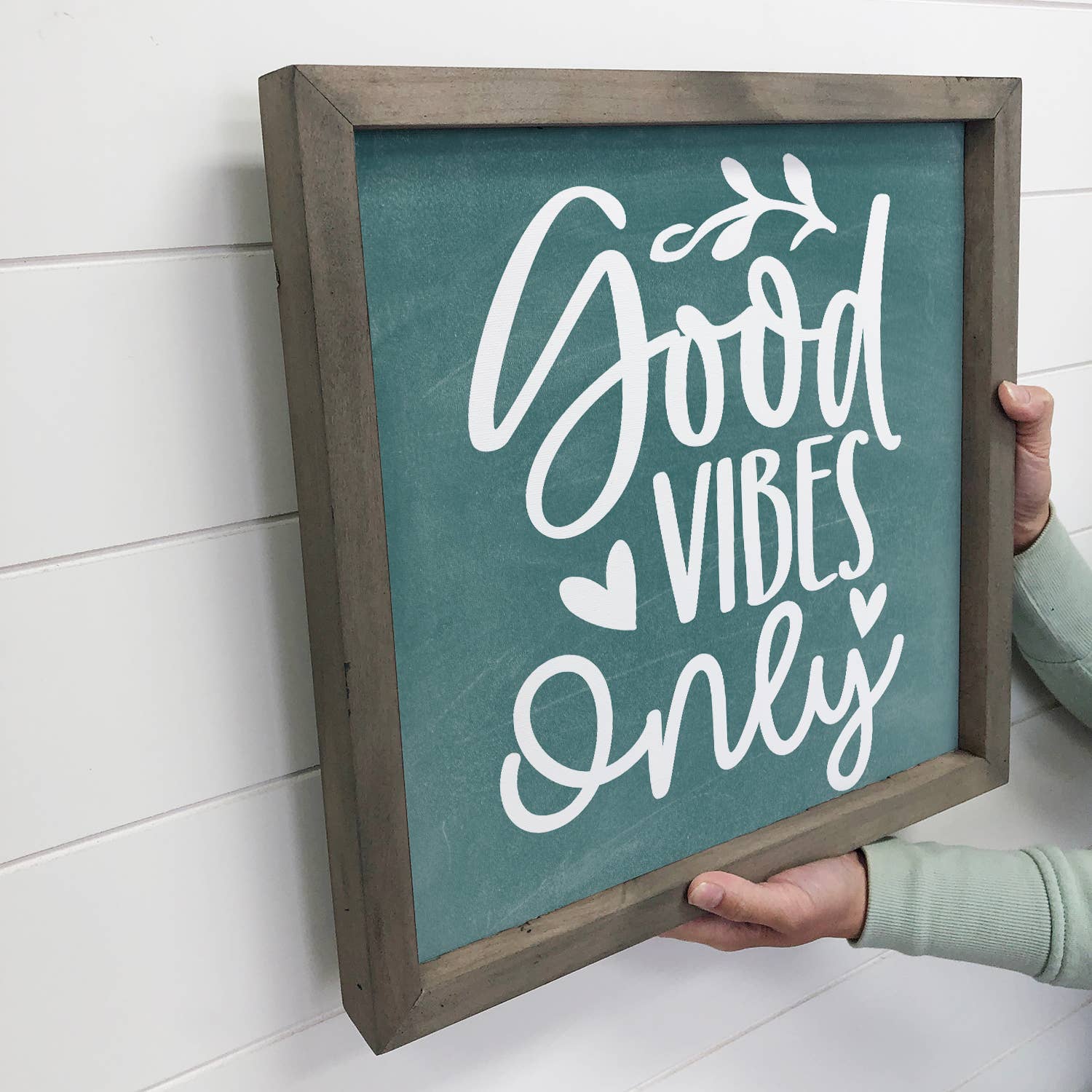 Good Vibes Only - Cute Word Sign Canvas Art - Wood Framed