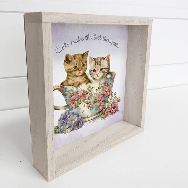 Cats Make the Best Therapists - Cute Framed Animal Decor -