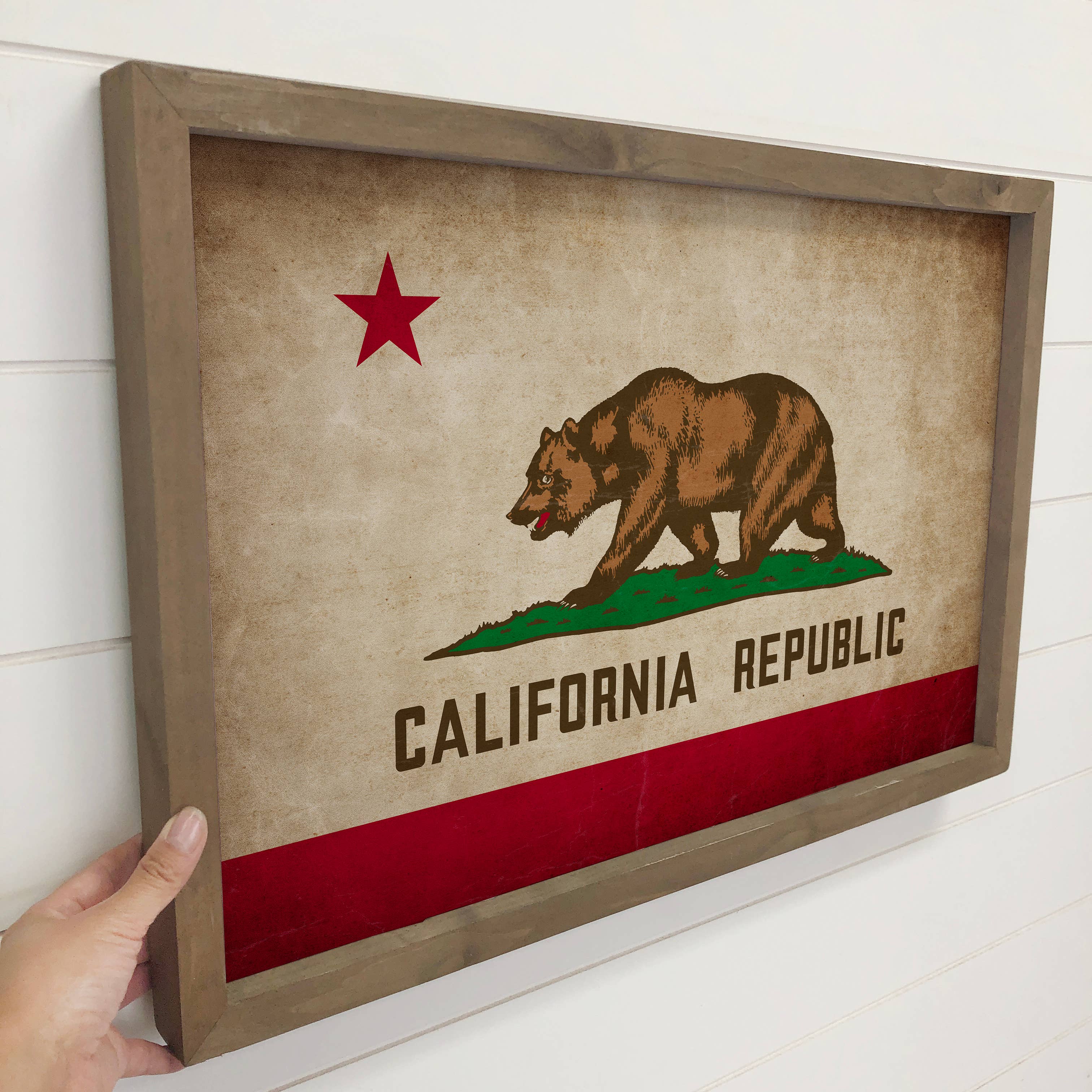 California Vintage Flag - Any State Framed Canvas Art