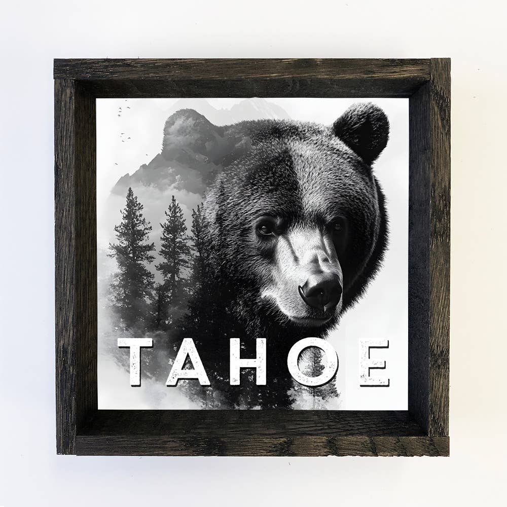 Custom Location Black and White Bear - Custom Canvas Art