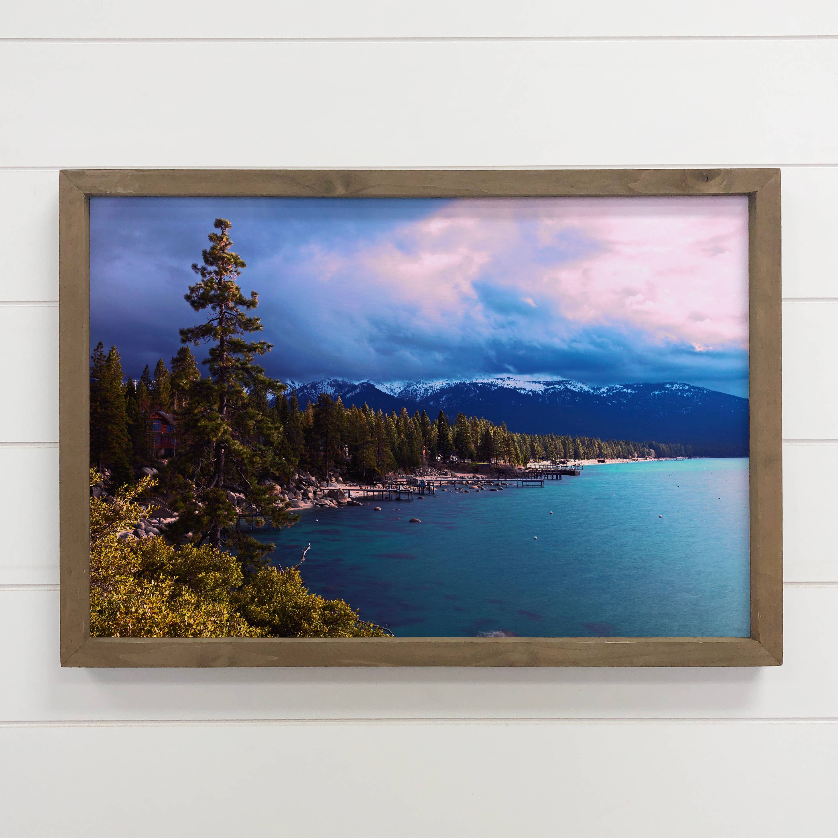 Lake Tahoe Purple Sky - Mountain Landscape Canvas Art
