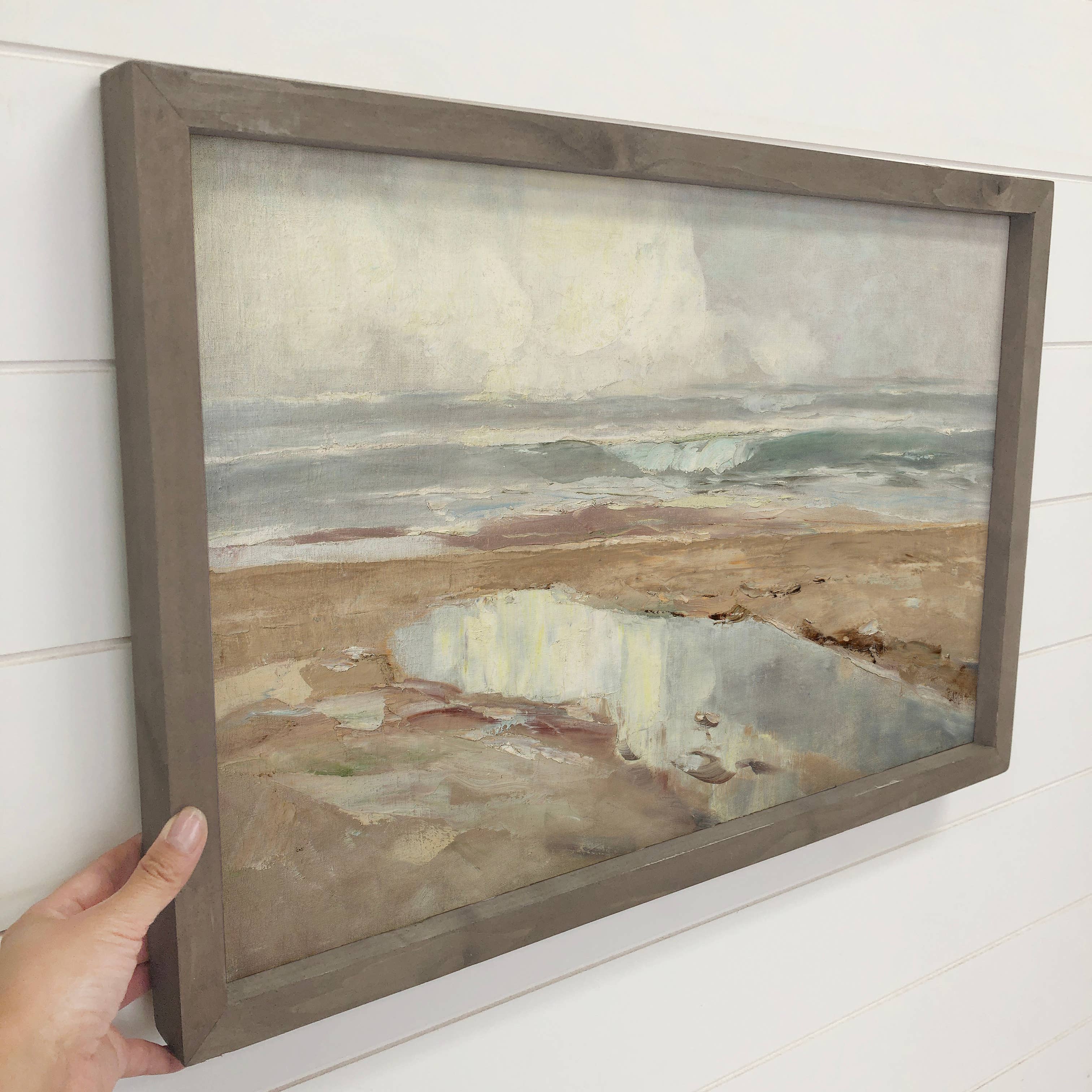 Beige Beach Vintage Abstract - Beach House Canvas Art