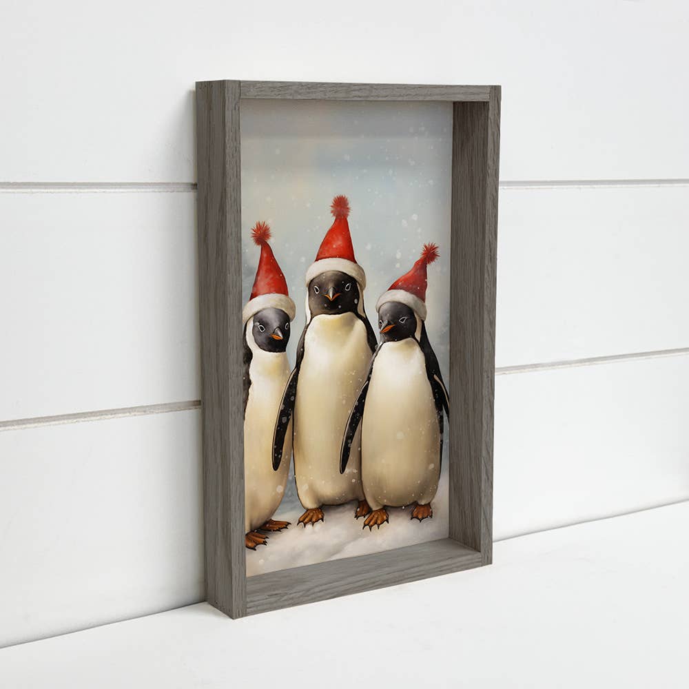 Christmas Three Penguins - Animal Christmas Canvas Art