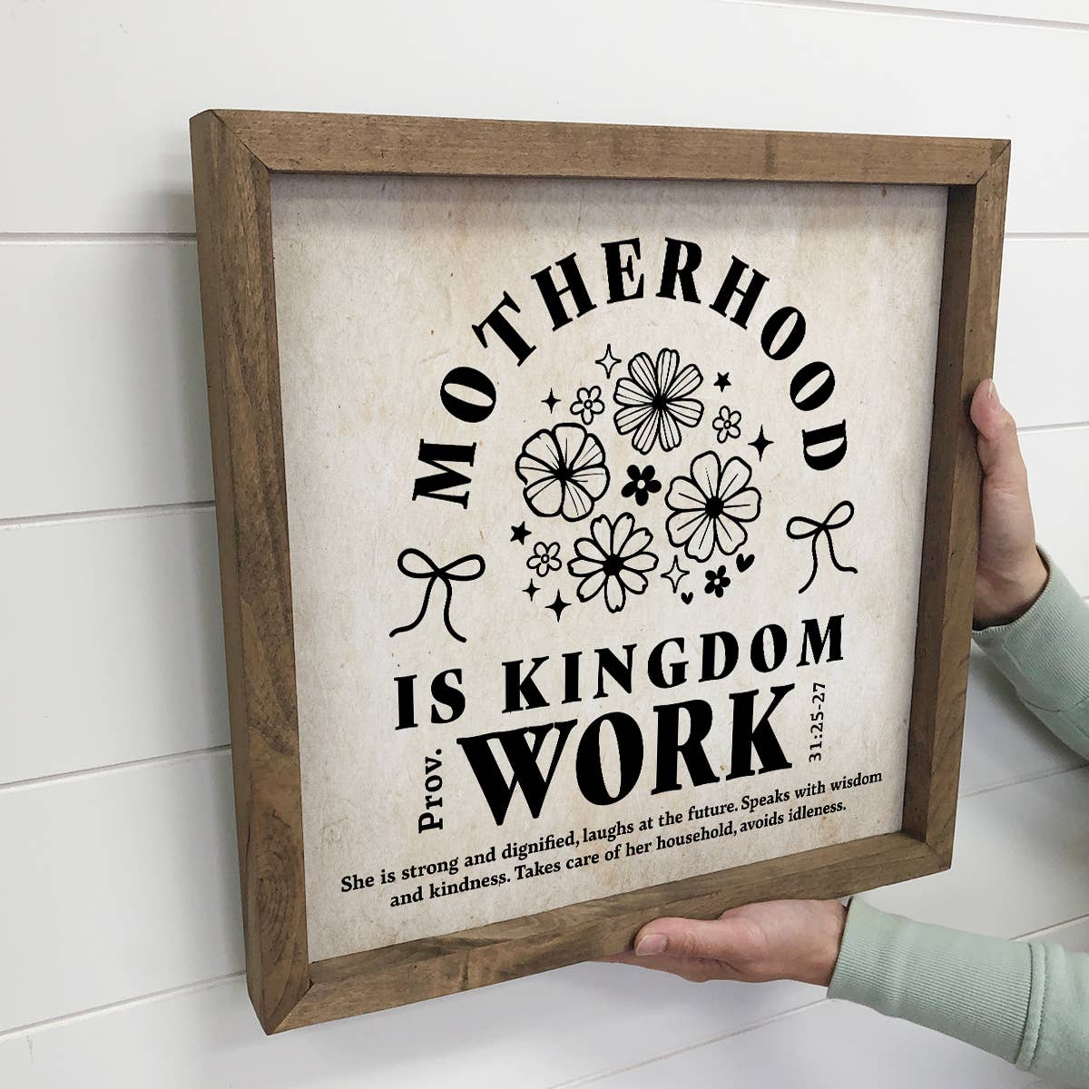 Motherhood Is Kingdom Work - Mom Canvas Word Art - Framed