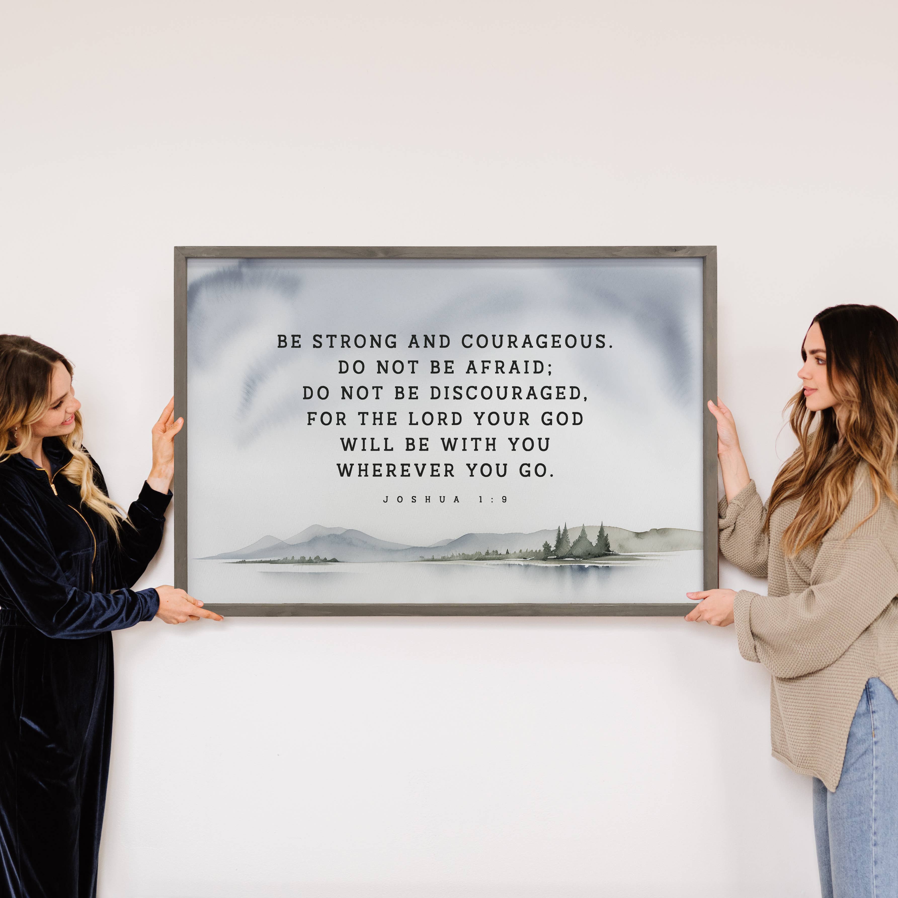 Be Strong and Brave - Scripture Canvas Art - Wood Framed Art