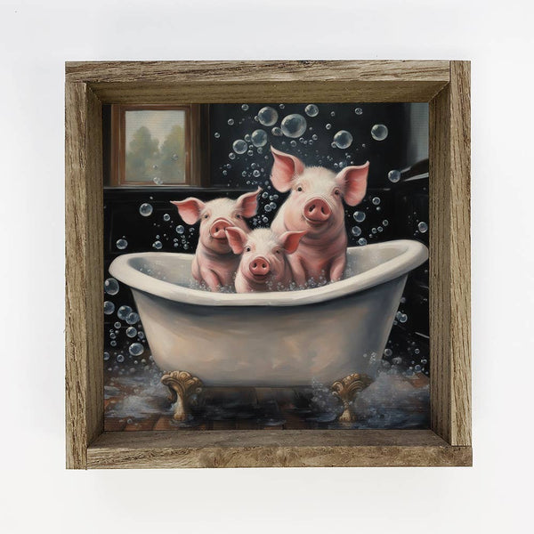 Three little Piggies in Bubble Bath - Cute Animal Wall Art