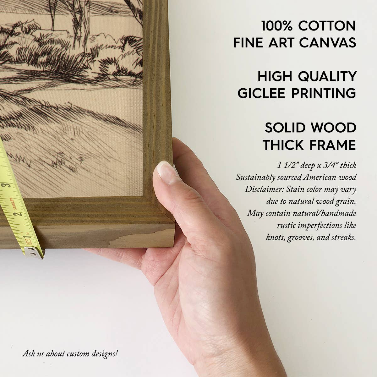 Twisted Oak Tree - Vintage Tree Sketch Canvas Art - Framed