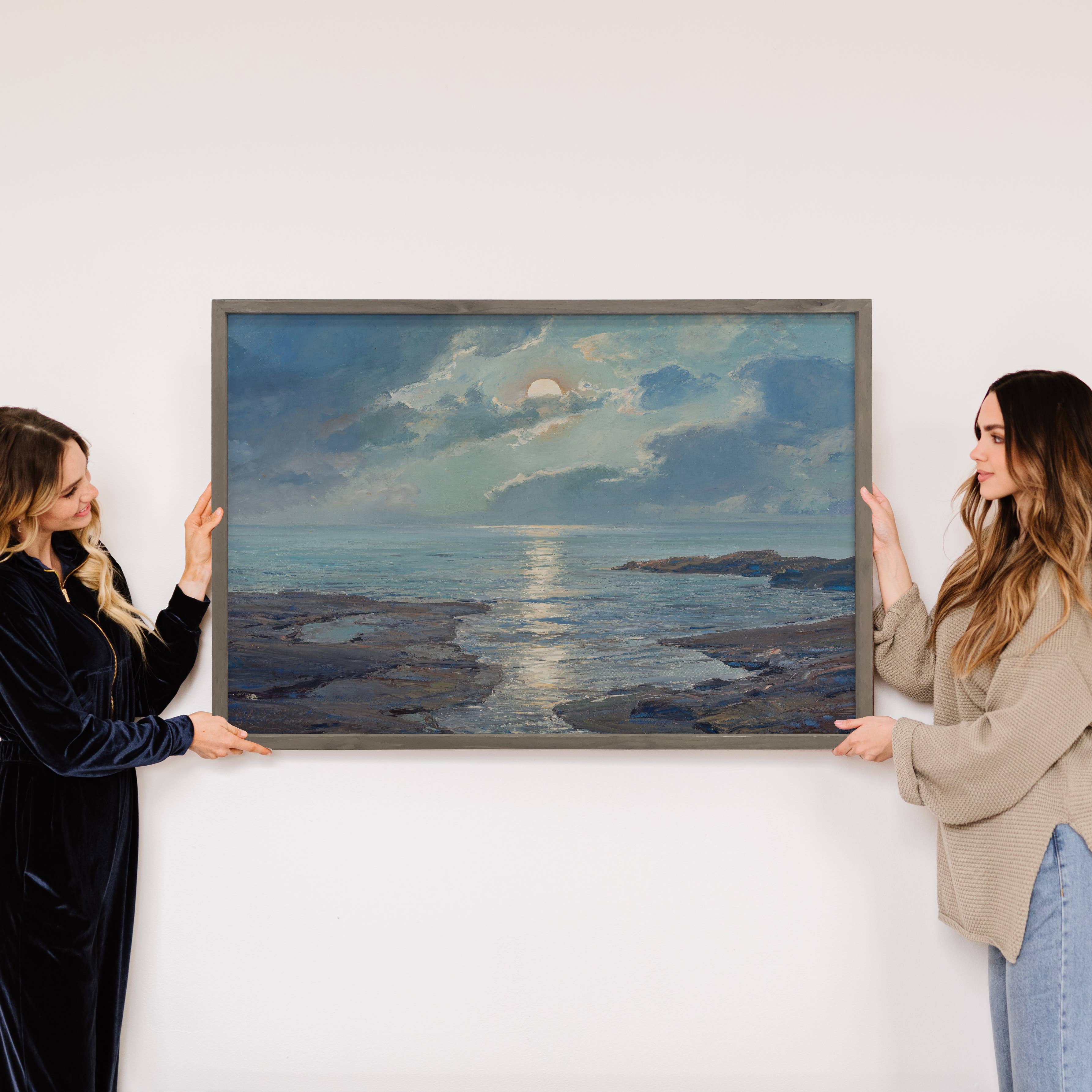 Rising Moon Tide - Nature Landscape Canvas Art - Framed Art