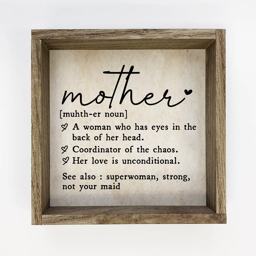 Mother Funny Definition - Mother Word Canvas Art - Framed