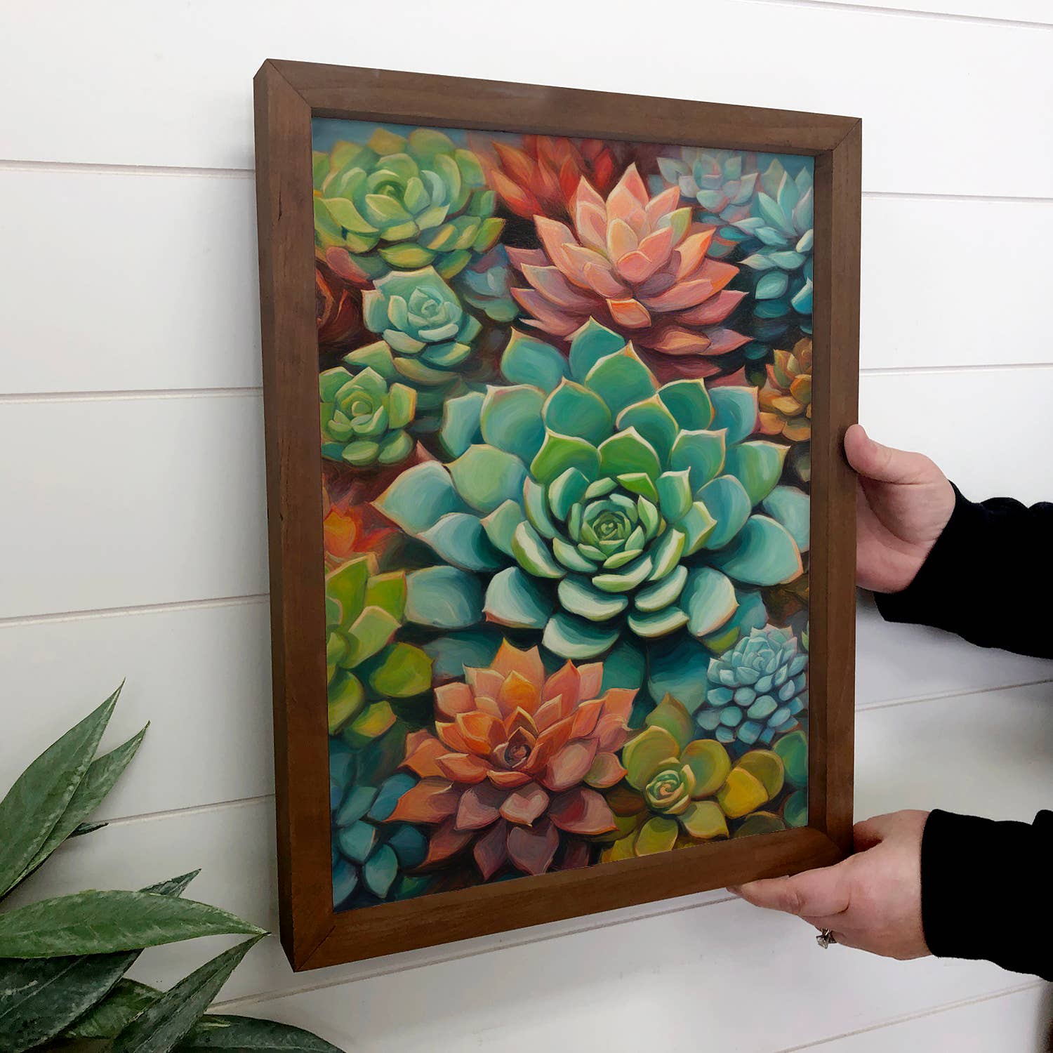 Succulent Medley - Nature Canvas Art - Wood Framed Decor