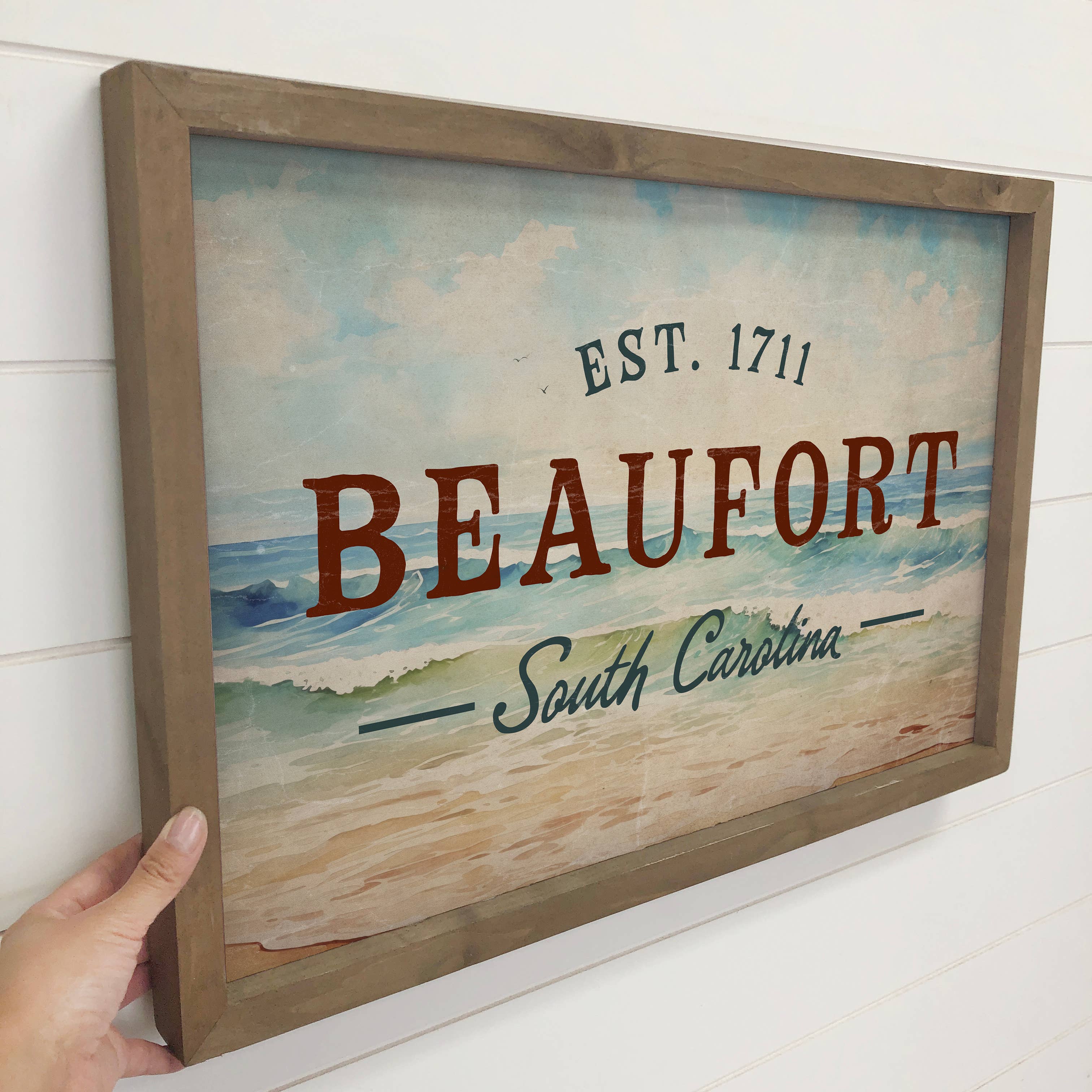 Custom Beach Town Vintage - Framed Beach House Wall Art