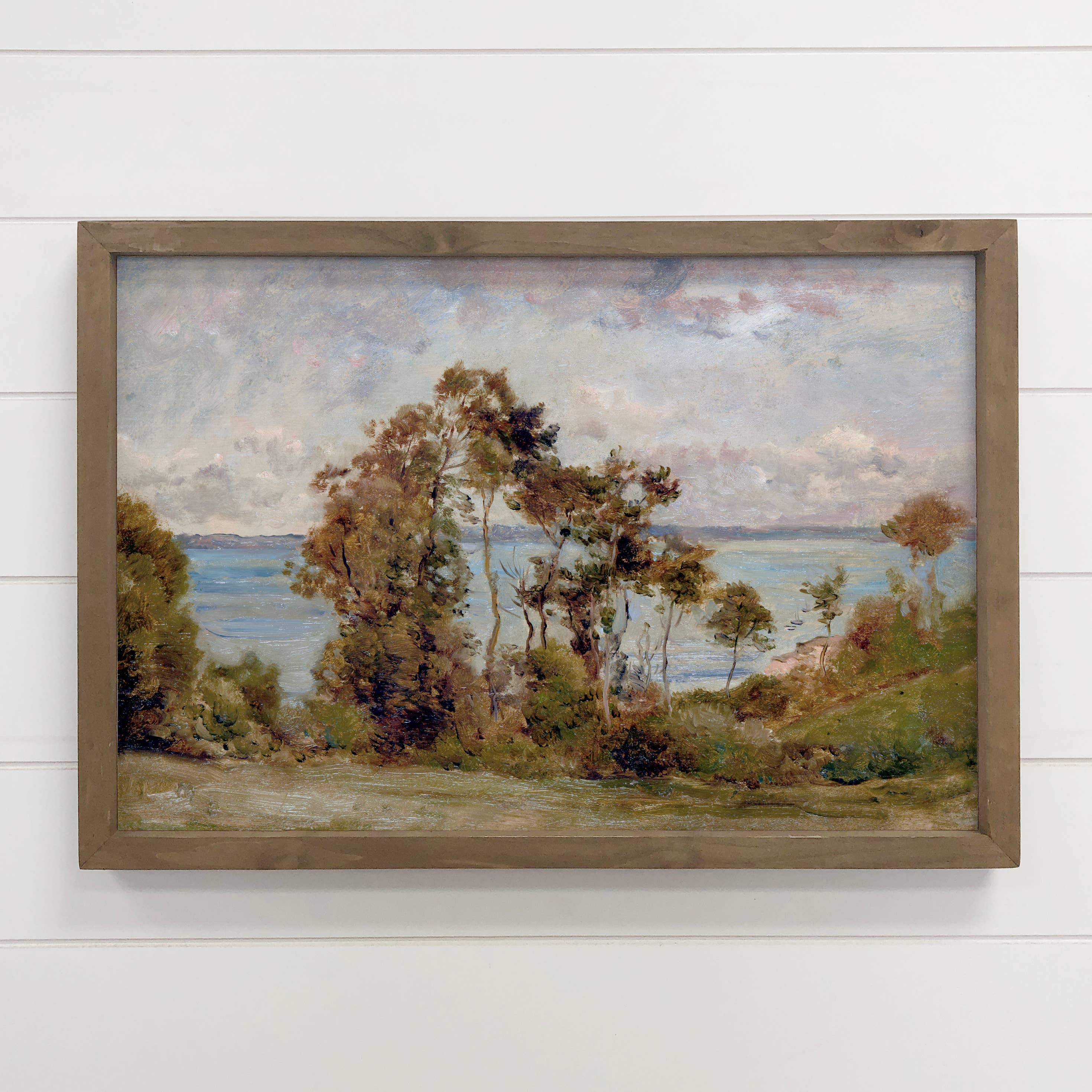Sea Behind Trees - Nature Canvas Art - Wood Framed Decor