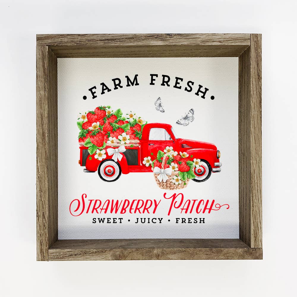 Summer Decor- Strawberry Patch Holiday Truck- Small Sign