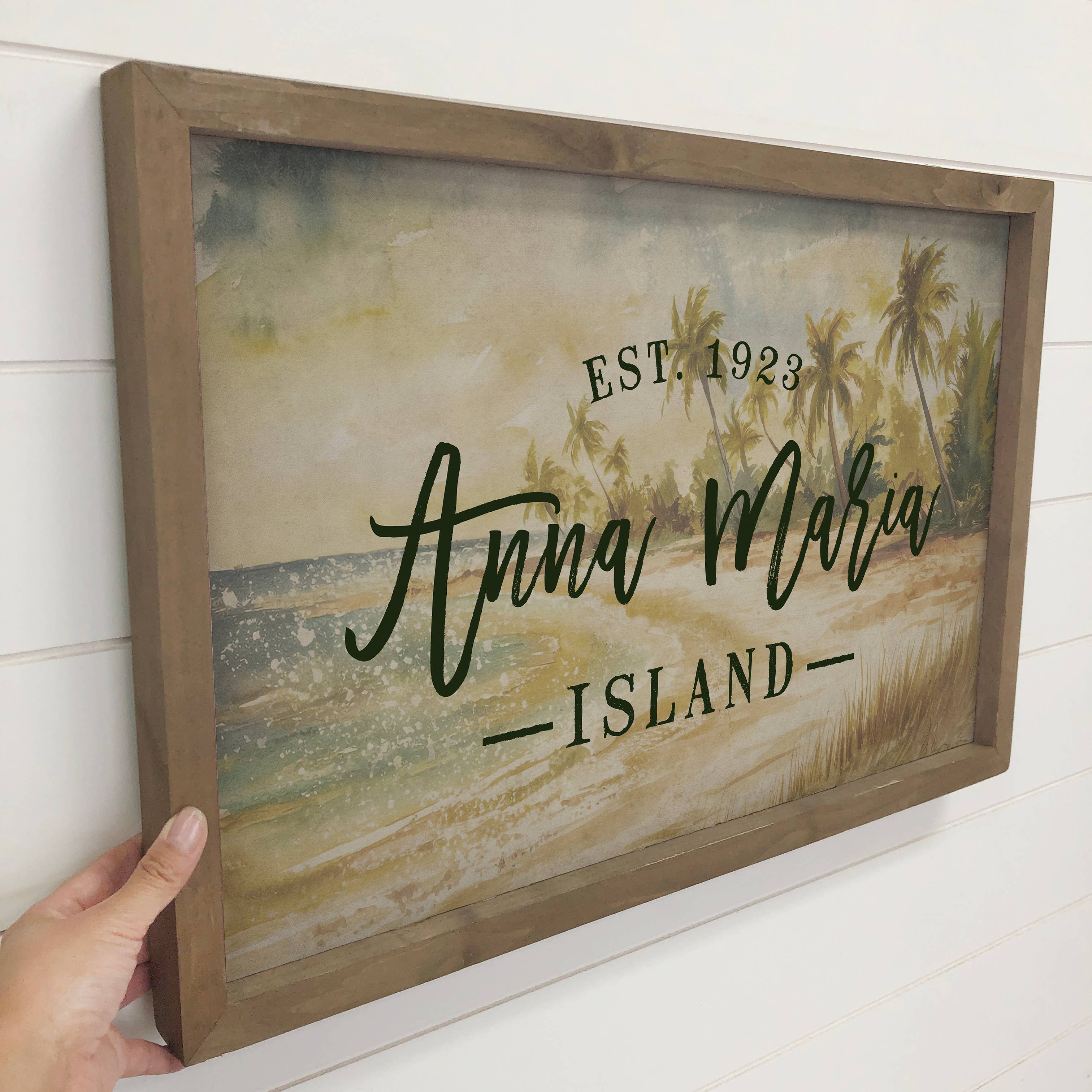 Custom Watercolor Vintage Beach - Beach House Sign - Framed