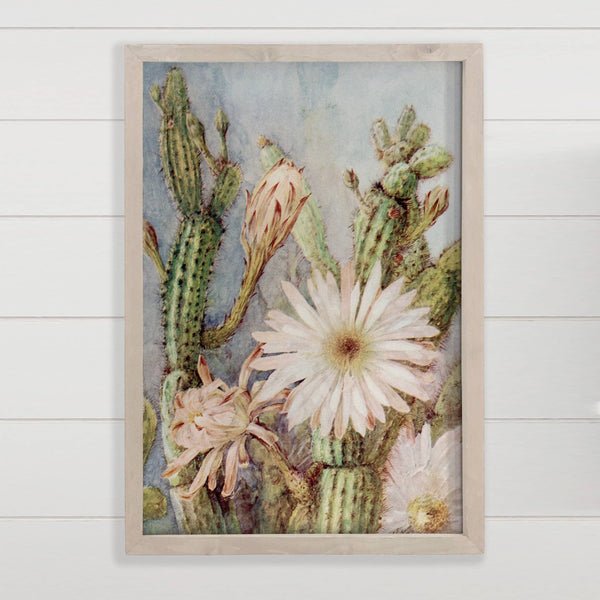 Vintage Cactus Painting - Cactus Canvas Art - Wood Framed