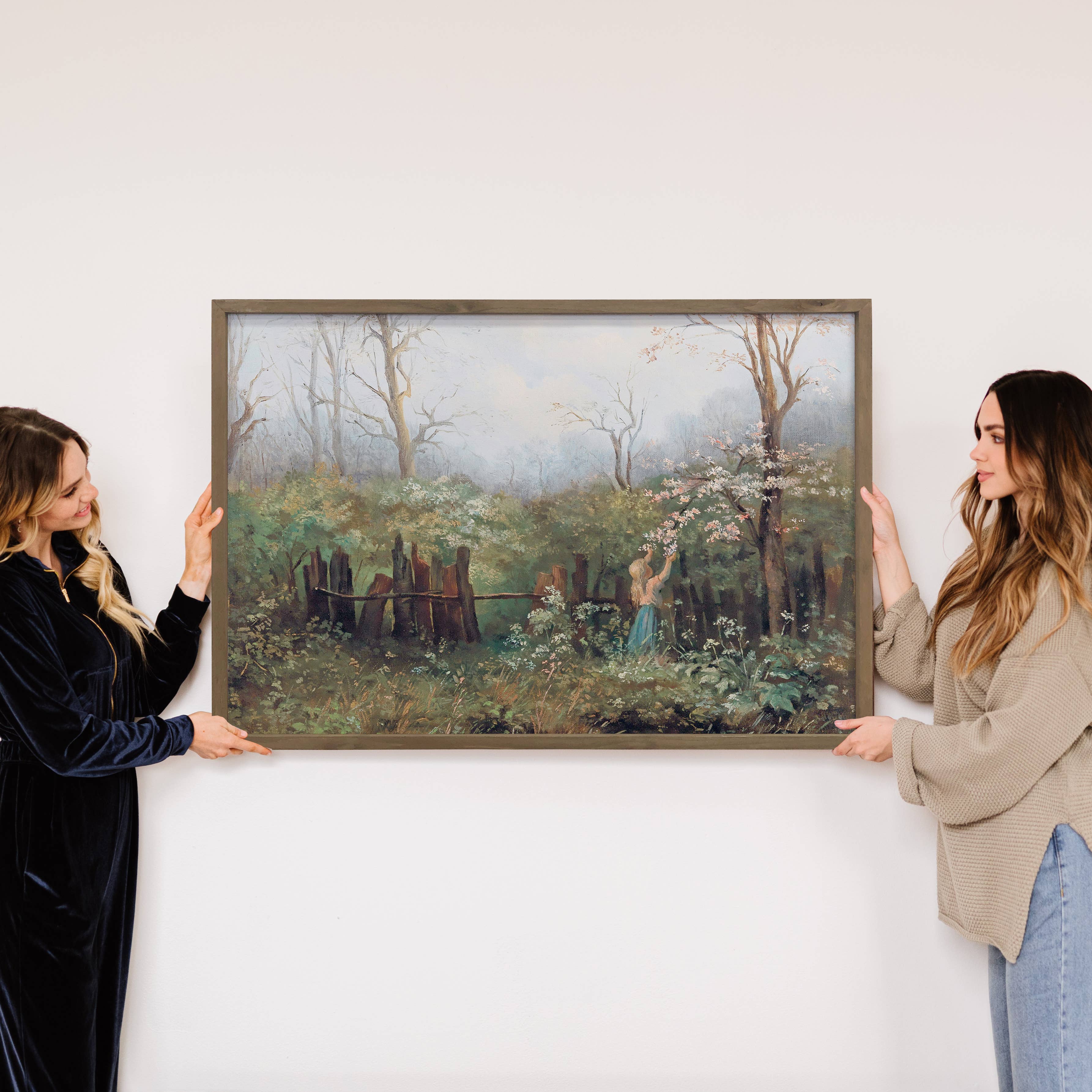 Girl in the Garden - Nature Canvas Art - Wood Framed Decor