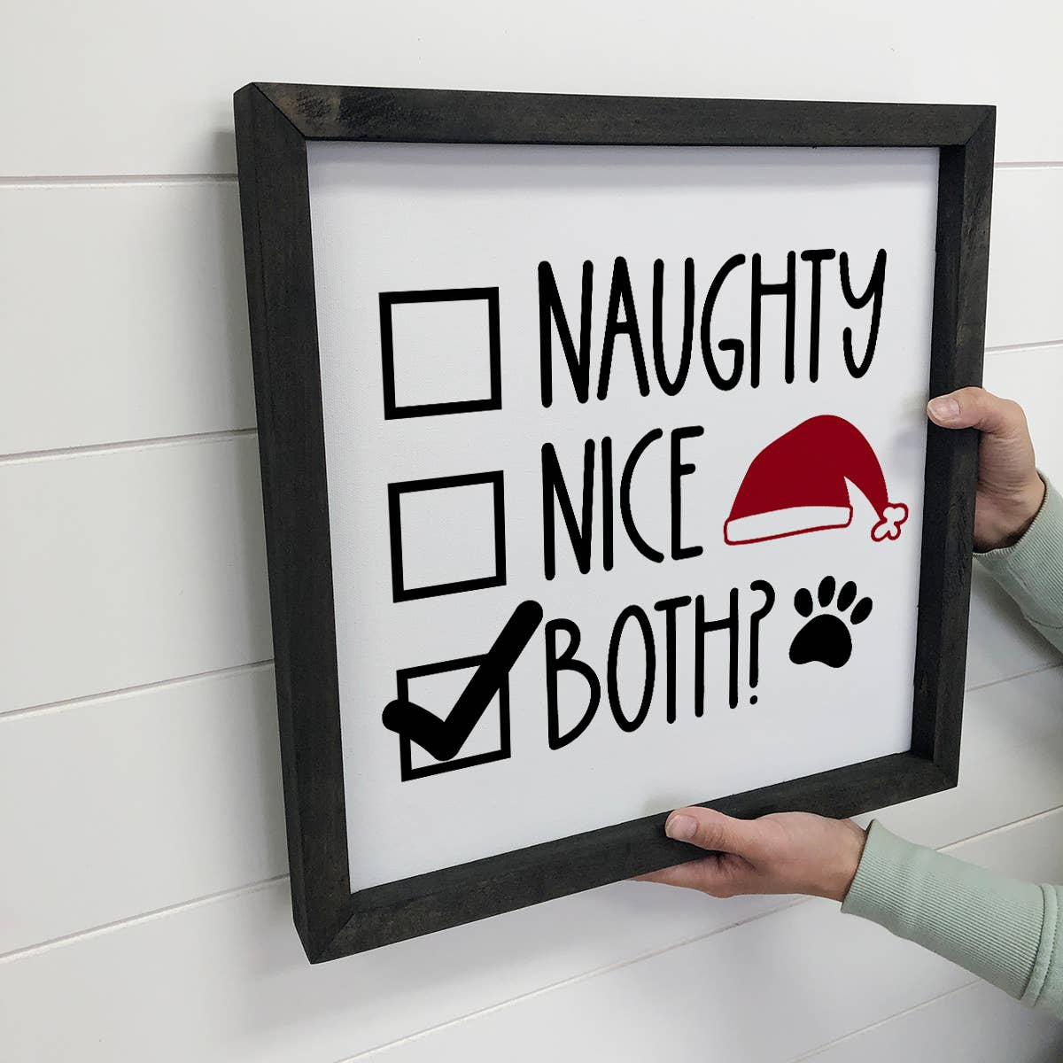 Naughty Nice Pet Christmas Small Shelf Canvas Sign