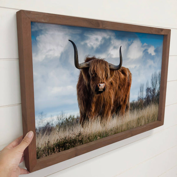Majestic Highland Cow Canvas Art with Thick Wood Frame