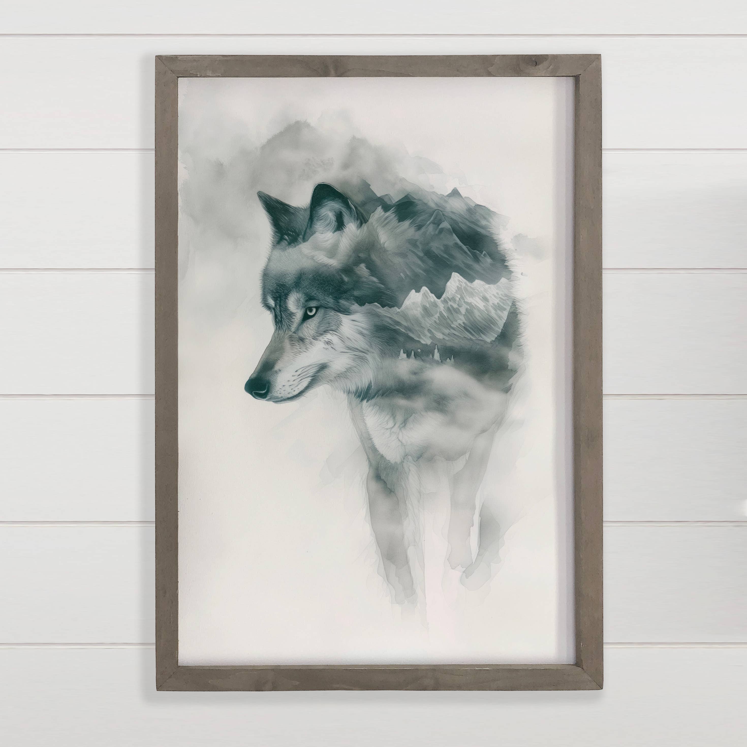 Gray Mountain Wolf - Wolf Canvas Art - Wood Framed Wall Art