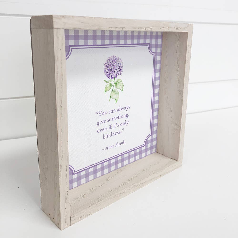 Hydrangeas Give Kindness Purple Gingham - Flower Canvas Art