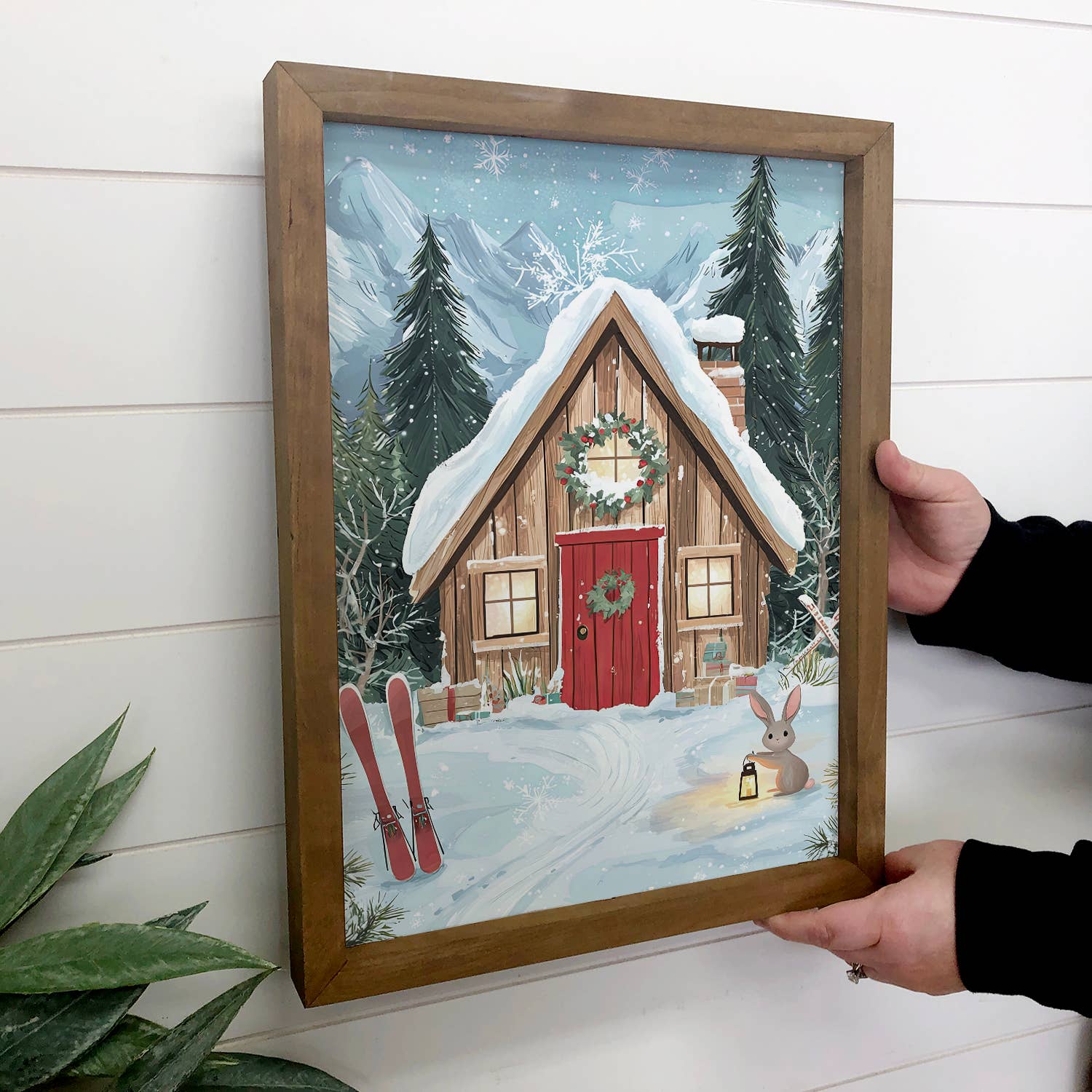 Winter Ski Cabin - Winter Canvas Art - Wood Framed Wall Art
