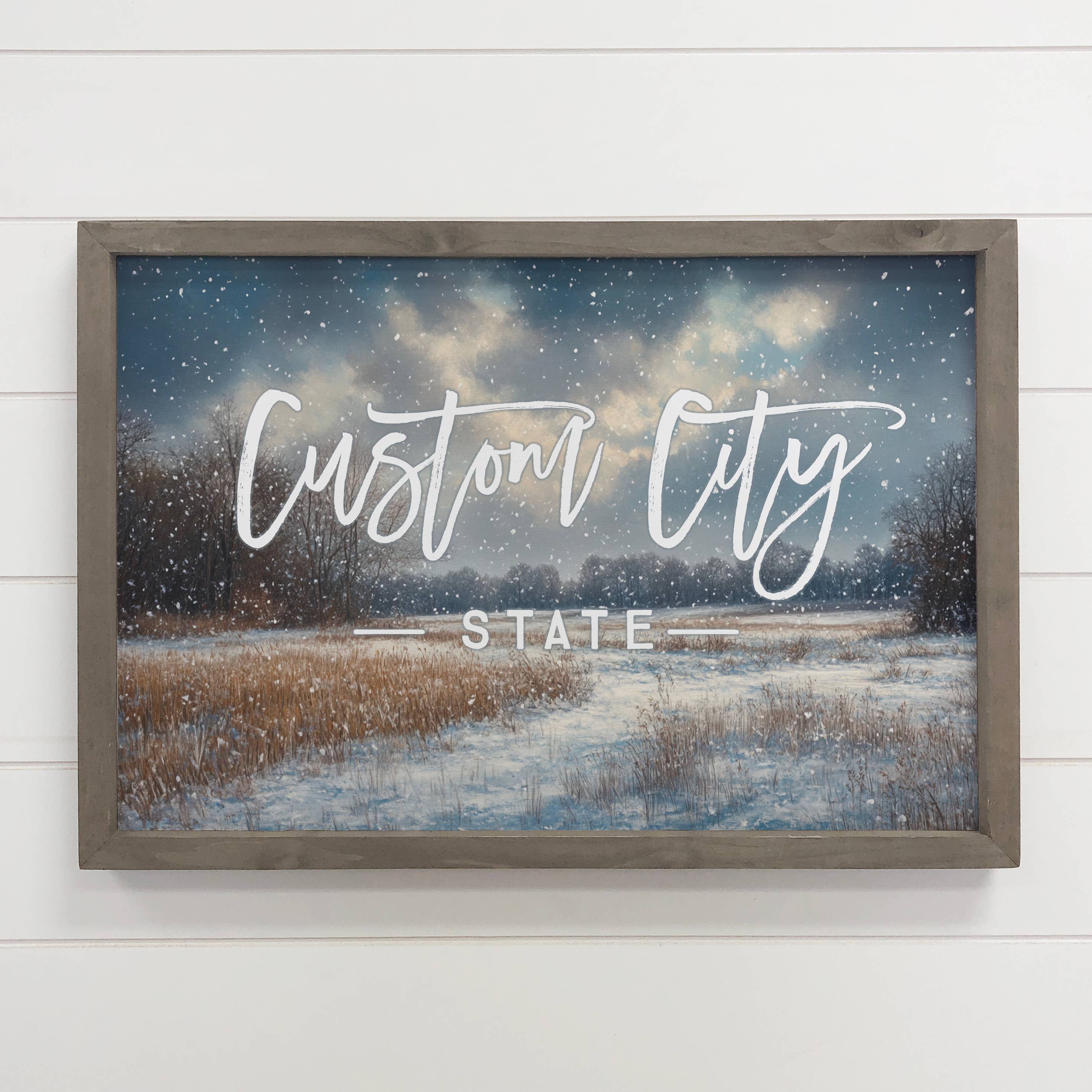 Custom Winter in the Midwest - Cabin Canvas Art - Wood Frame