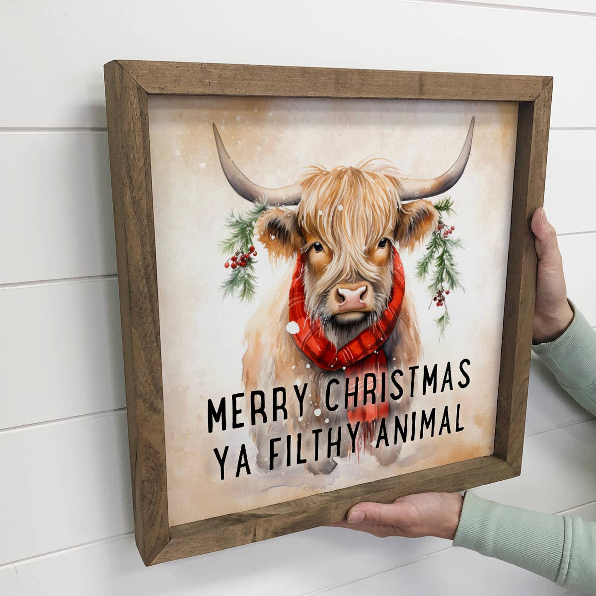 Merry Christmas Ya Filthy Animal Highland Cow - Holiday Art