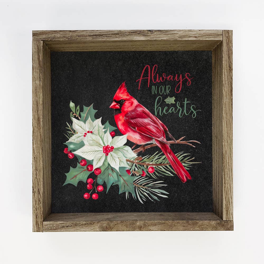 Always in Our Hearts Cardinal - Festive Bird Canvas Art