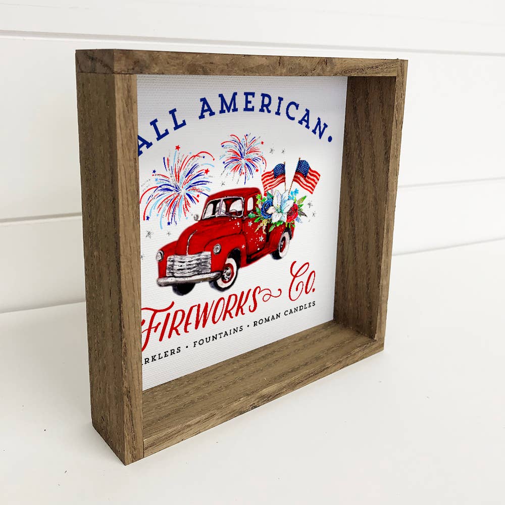 4th of July Summer Décor- Fireworks Vintage Truck Wood Sign