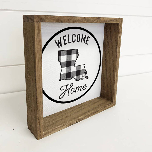 Louisiana Wood Sign - Welcome Home Buffalo Plaid Farmhouse
