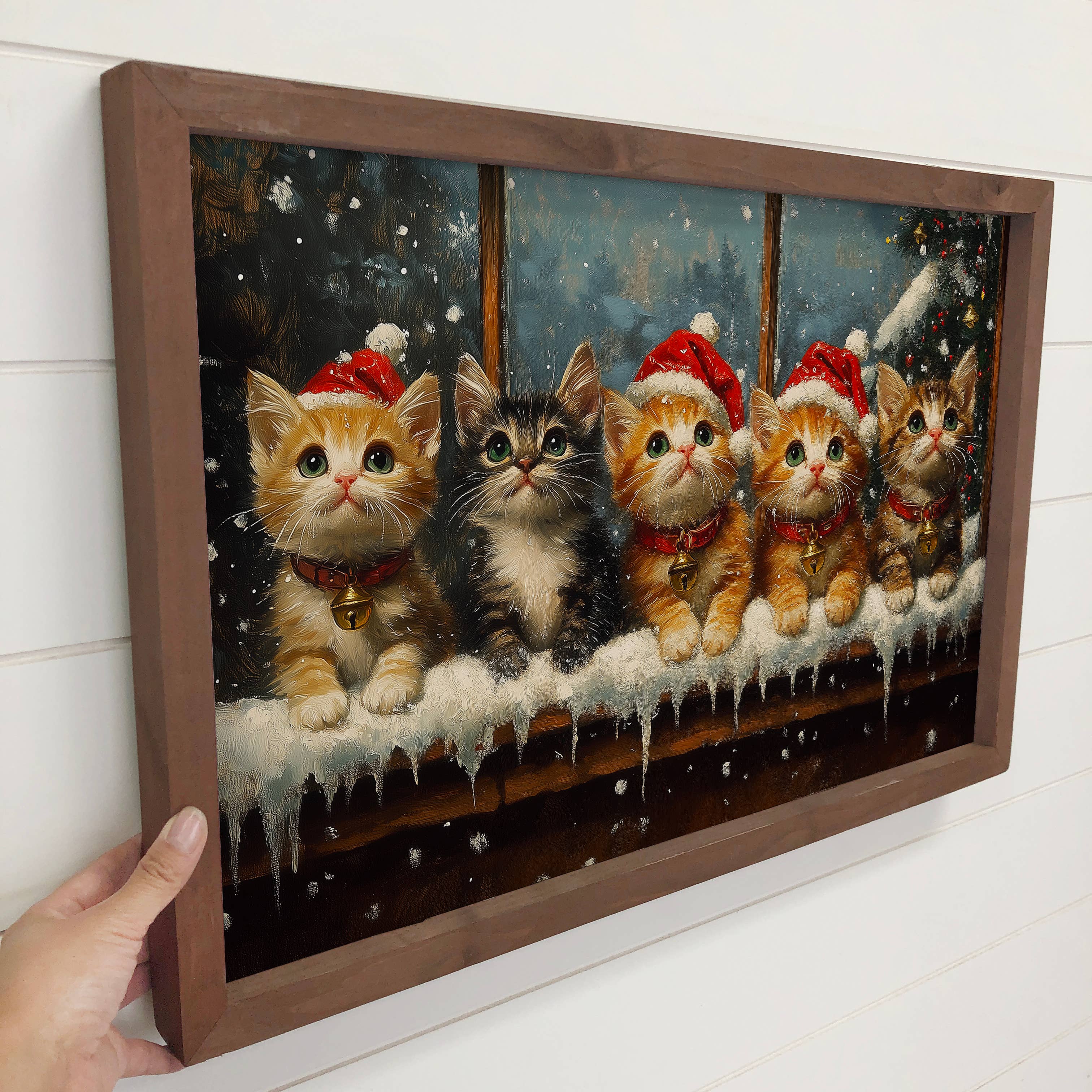 Kittens Waiting for Christmas - Holiday Kitten Canvas Art