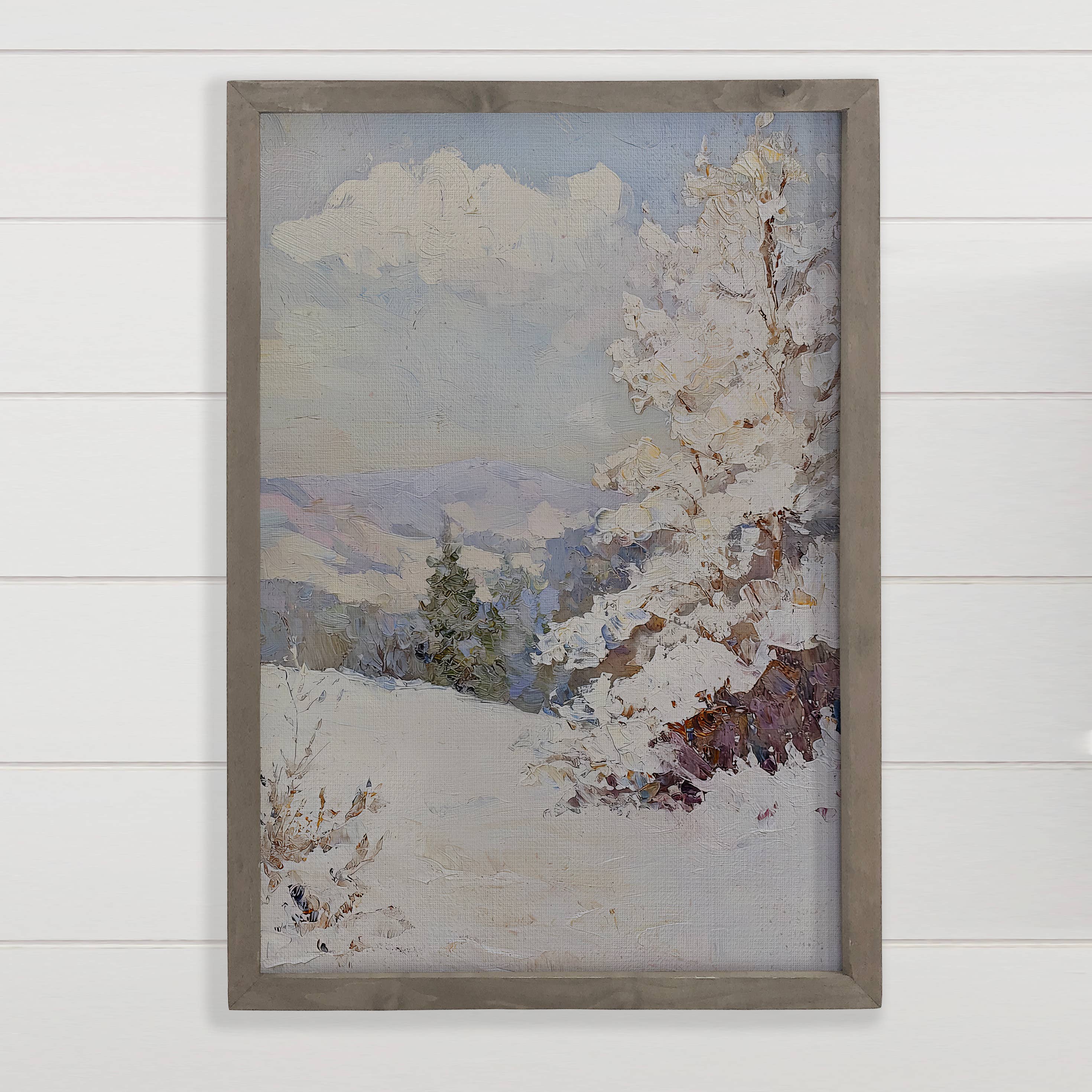 Snow Covered Trees - Mountain Landscape Canvas Art - Framed