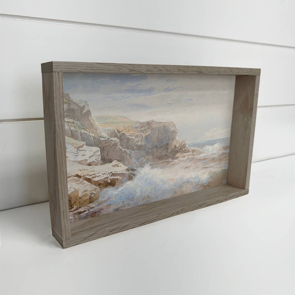 Crashing Waves on the Rocky Shore - Ocean Canvas Art - Frame