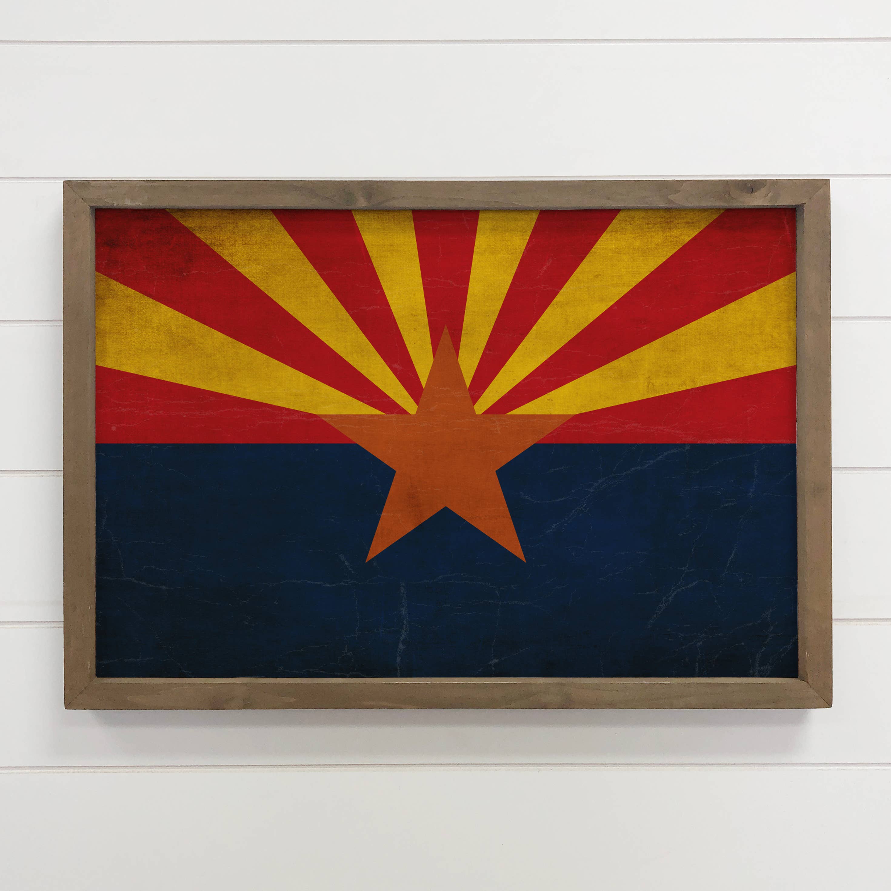Arizona Vintage Flag - Any State Framed Canvas Art Wood Sign
