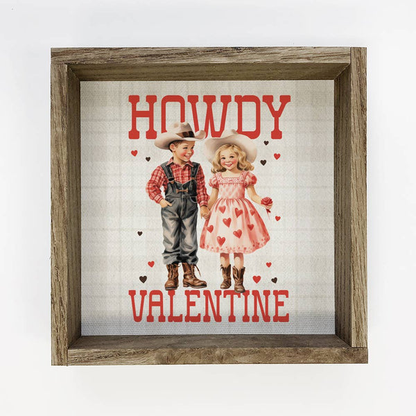Vintage Valentines Howdy Kids - Valentines Day Canvas Art