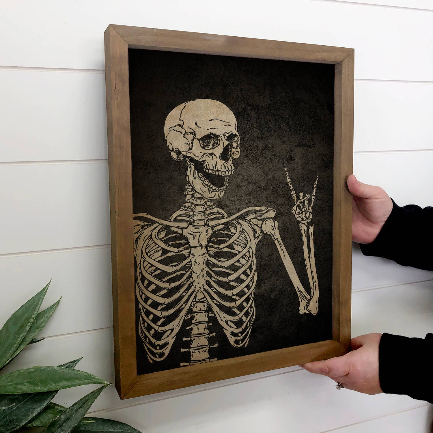 Skeleton Devil Horns Hand Sign - Skeleton Canvas Art