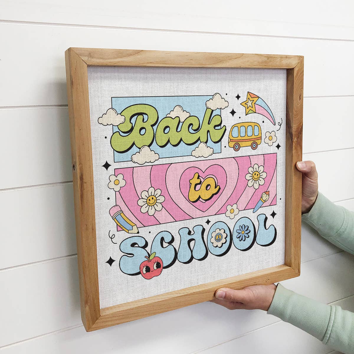 Back to School Groovy - Back to School Word Art - Framed Art