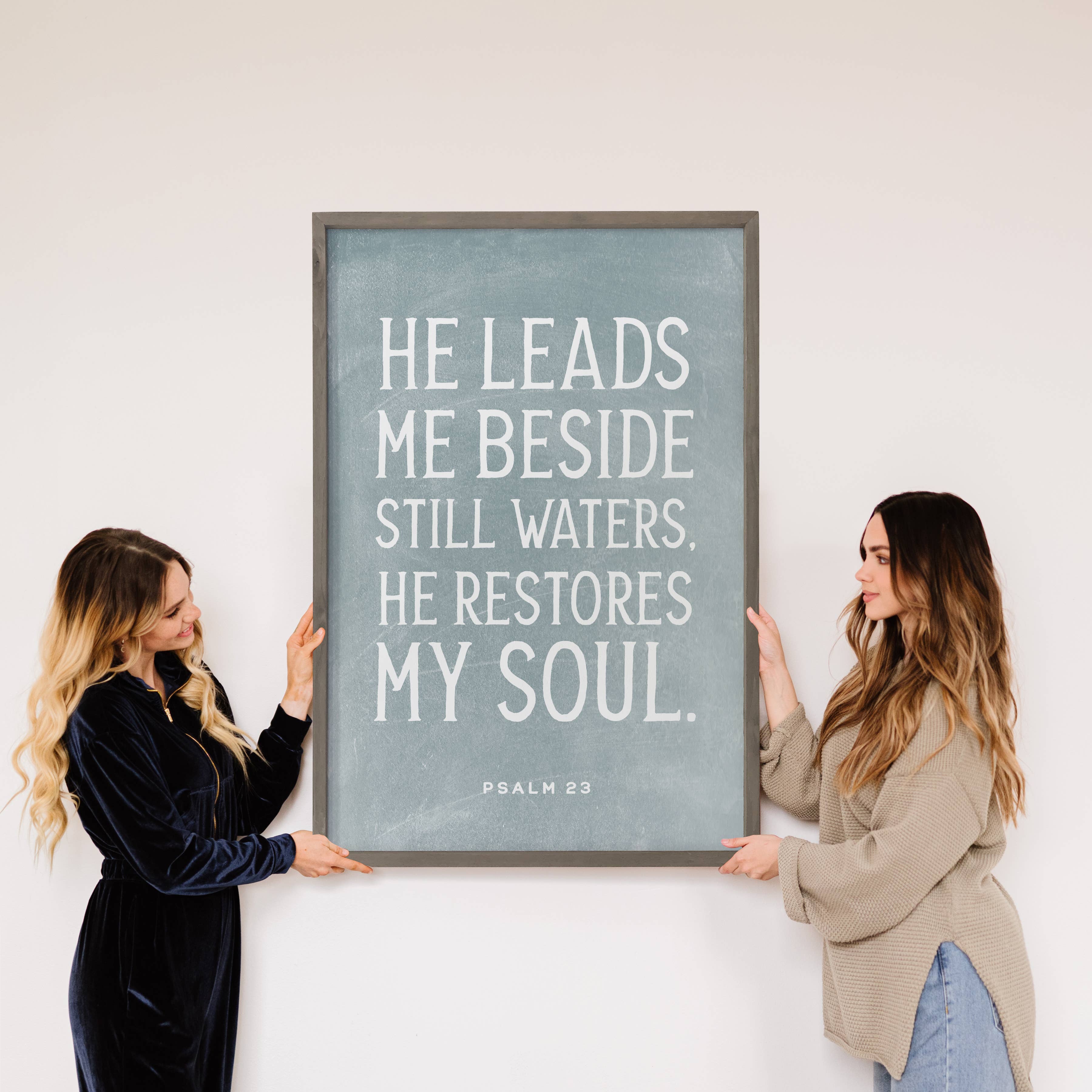 Psalms 23 He Restores My Soul - Scripture Word Art - Framed