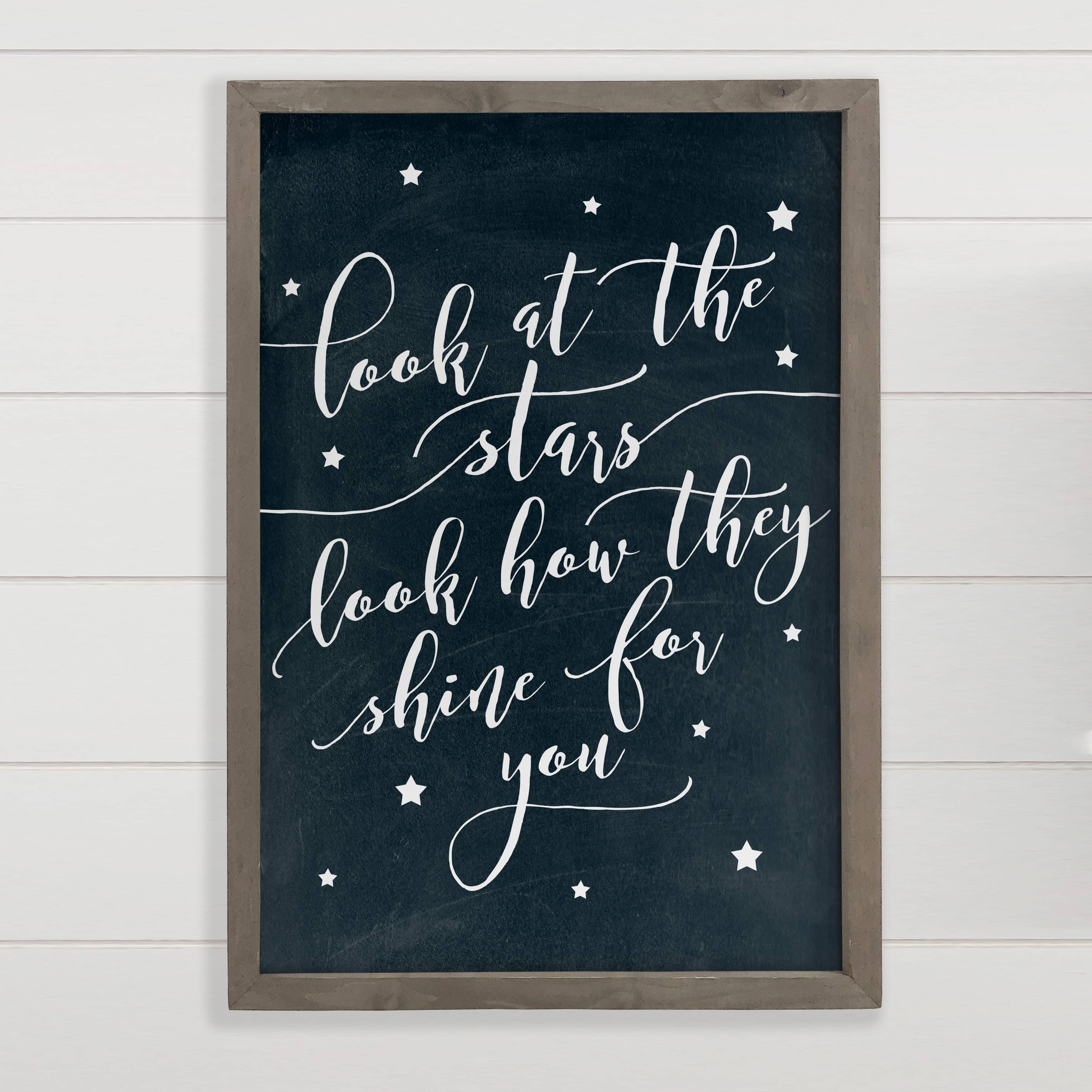 Look At The Stars - Canvas Word Art - Wood Framed Wall Art