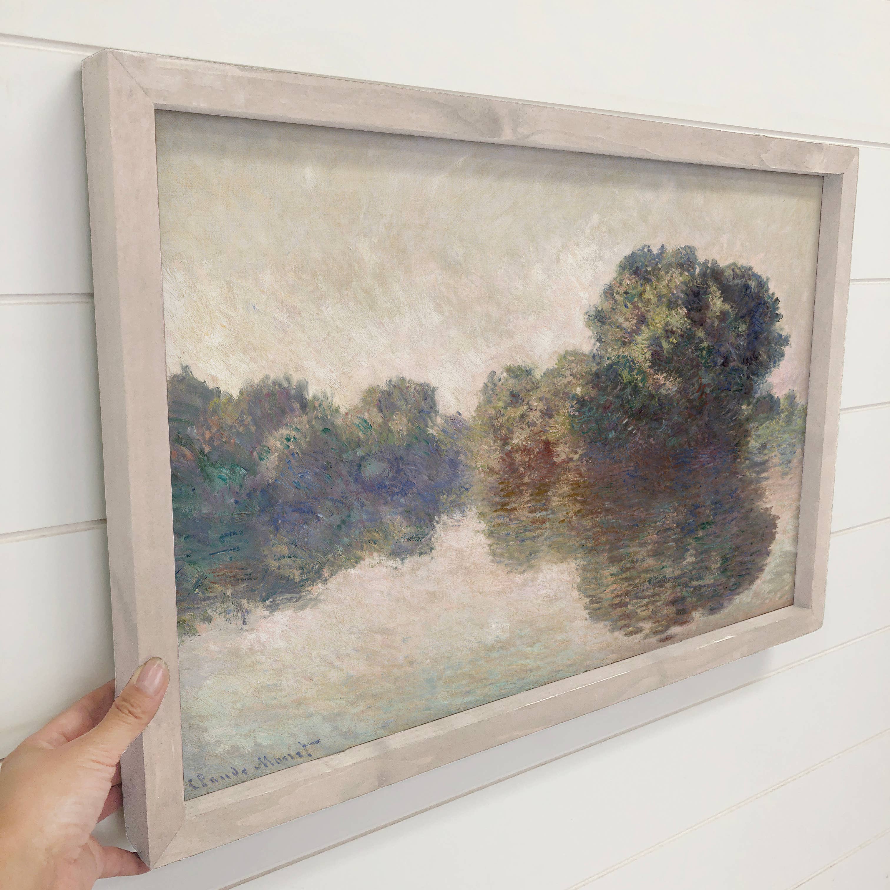 Monet Seine Of Giverny - Landscape Canvas Art - Wood Framed