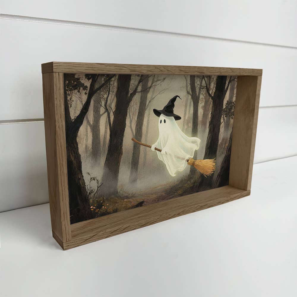 Ghost Witch in the Forest - Cute Halloween Canvas Art
