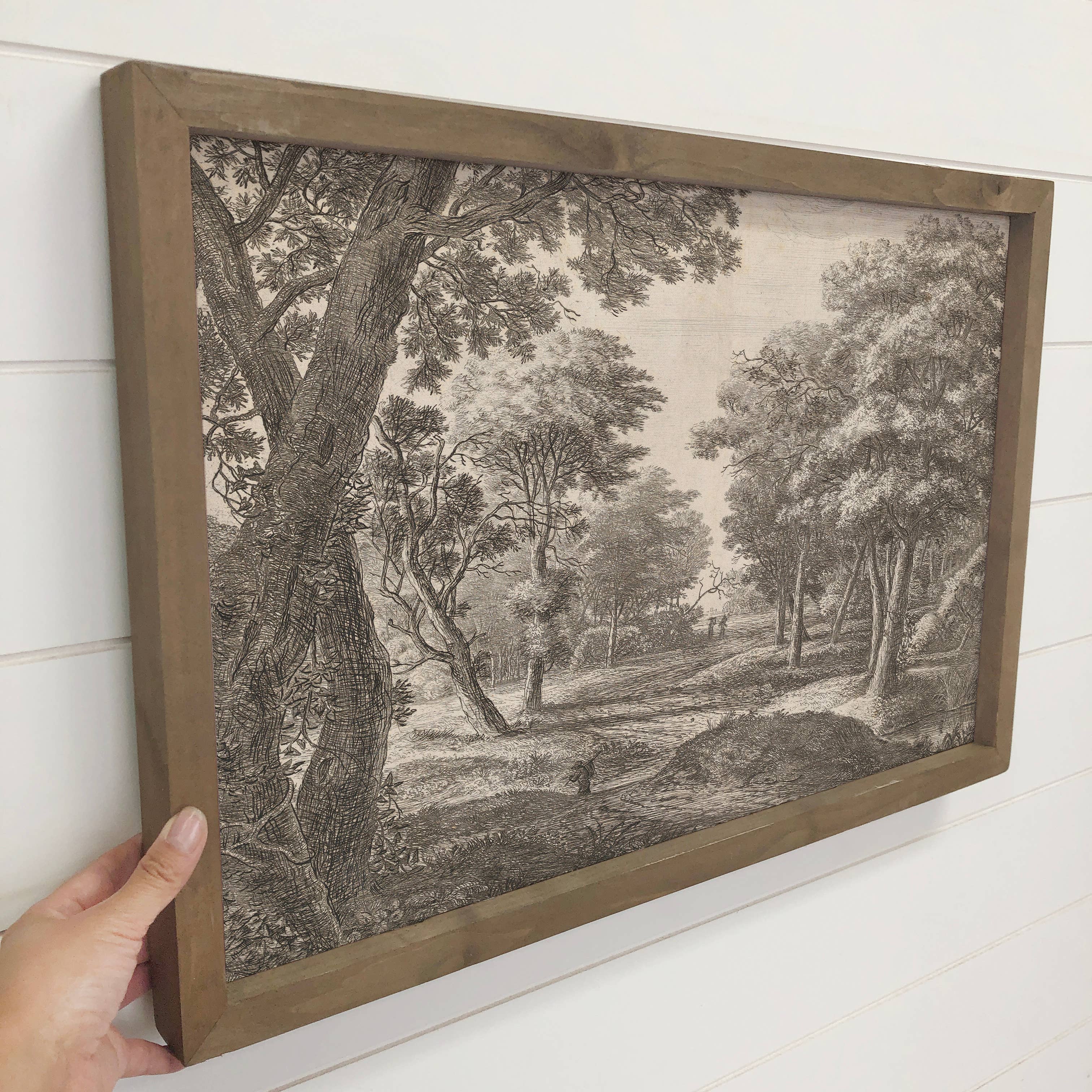 Out of the Woods - Landscape Sketch Canvas Art - Wood Framed