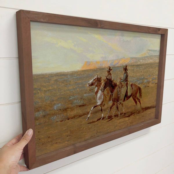 Western Cowboys - Cowboy Canvas Art - Wood Framed Decor