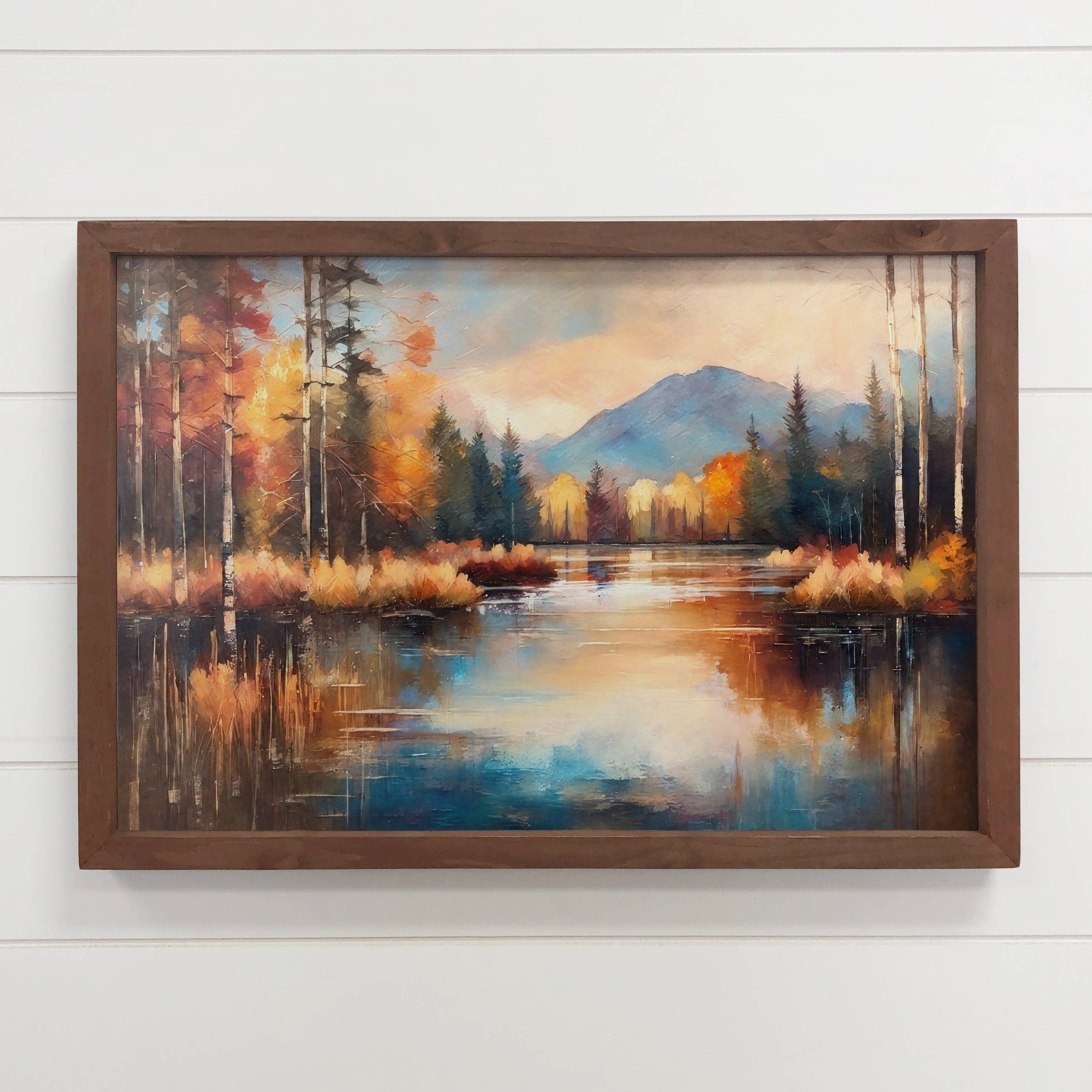 Autumn Lake Reflection - Mountain Landscape Canvas Art