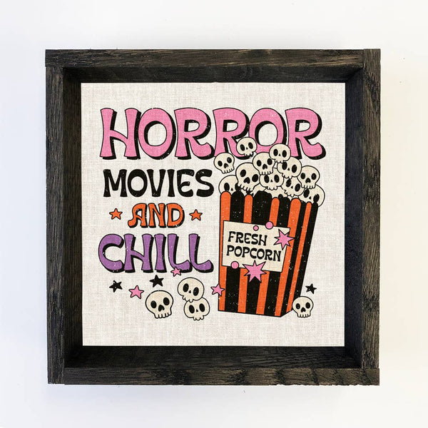 Retro Halloween Horror Movies - Cute Halloween Canvas Sign