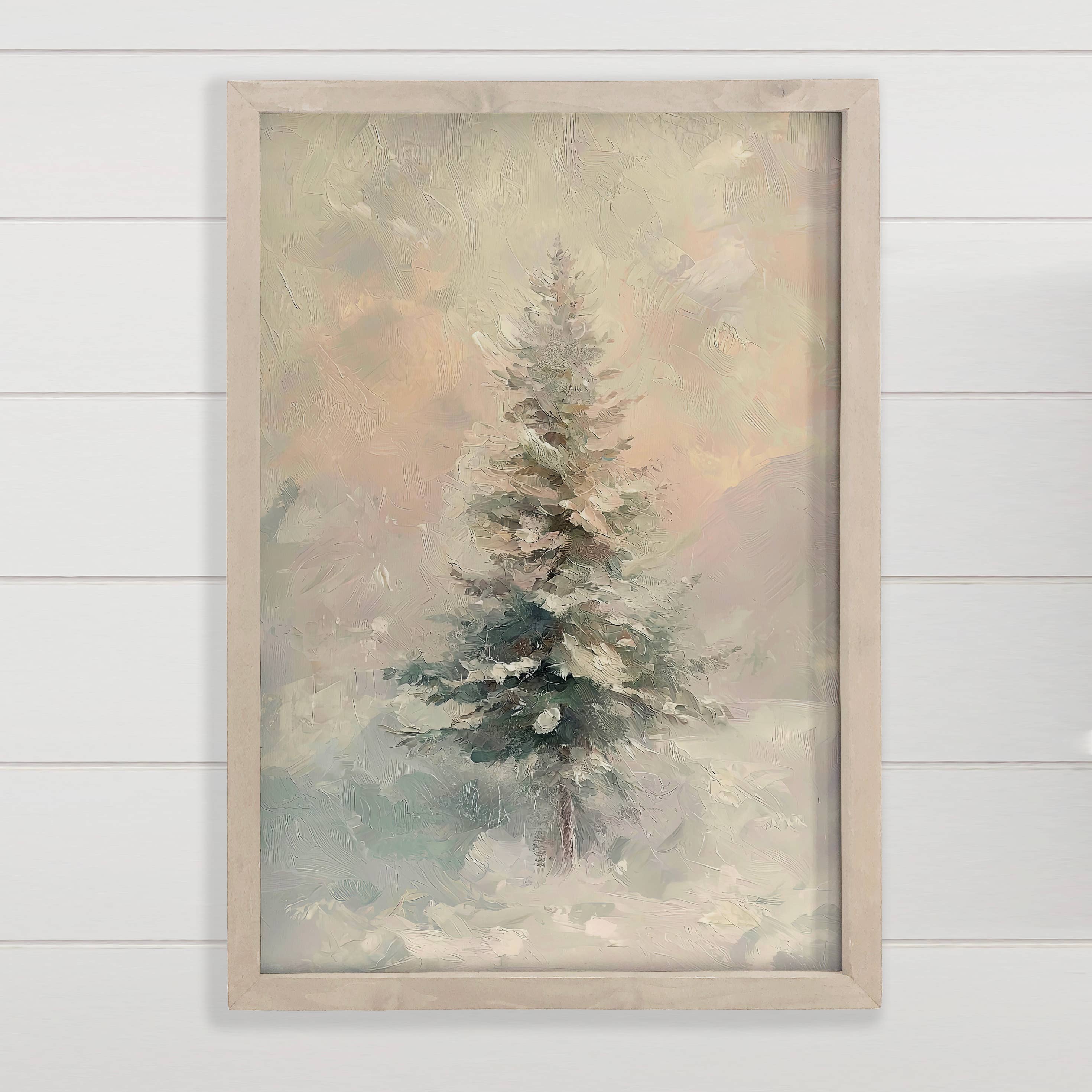 Winter Simple Tree - Nature Canvas Art - Wood Framed Artwork
