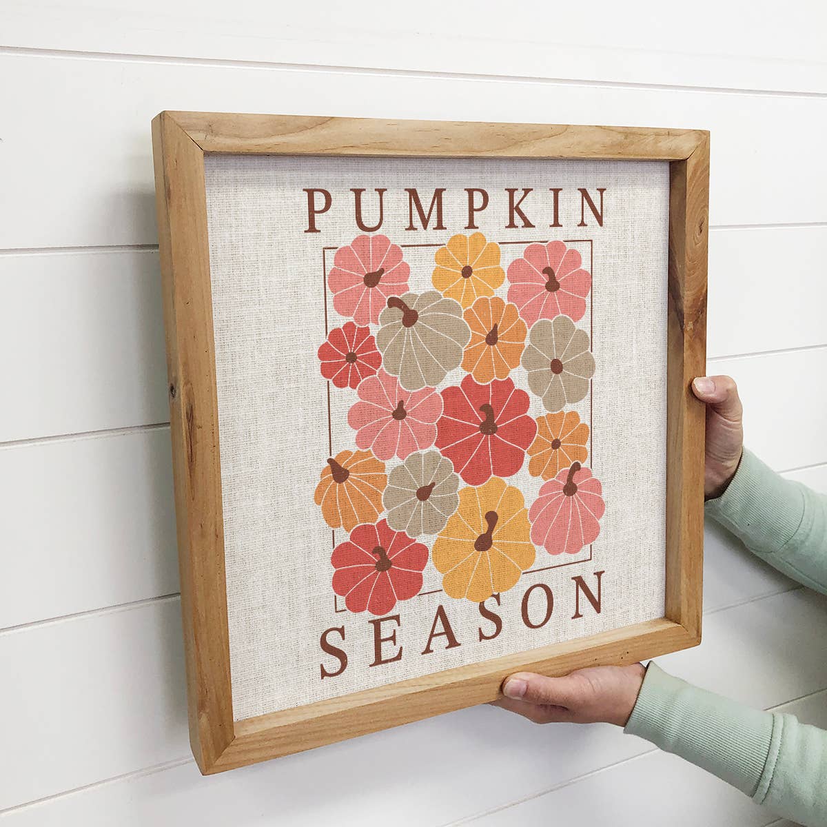 Pumpkin Season Pink and Orange - Autumn Canvas Art - Framed