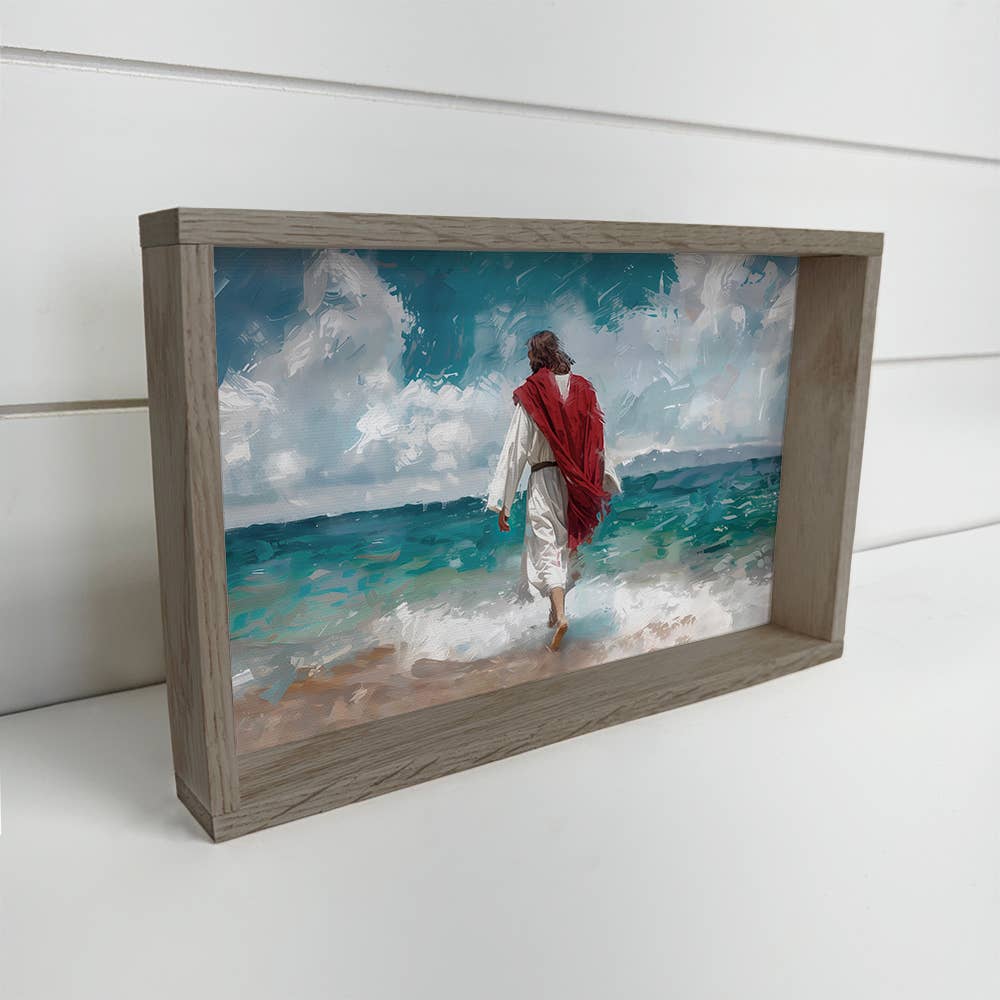 Jesus Water Modern Art - Jesus Canvas Art - Wood Framed Art