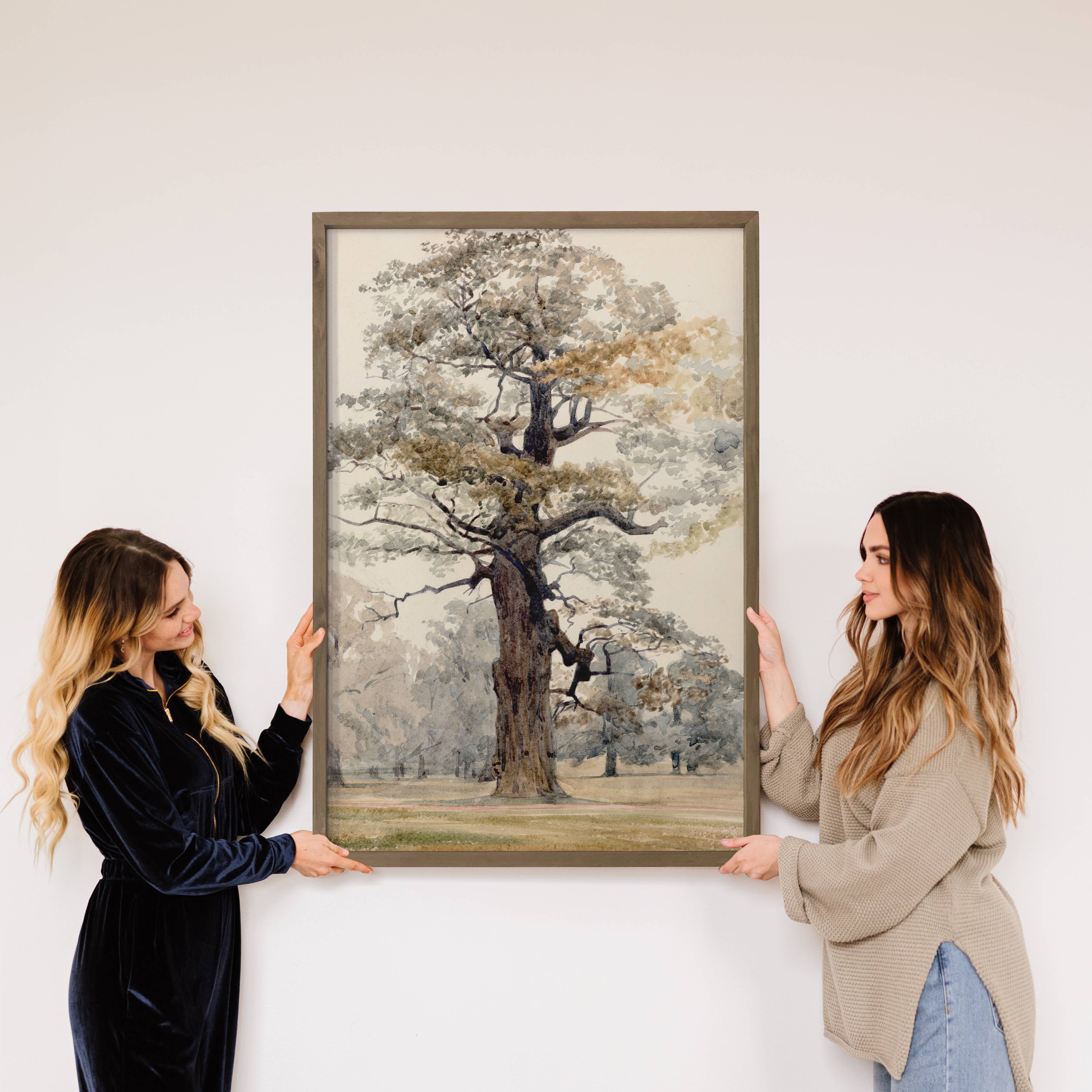 Grand Oak Tree - Framed Nature Wall Art - Lake House Decor