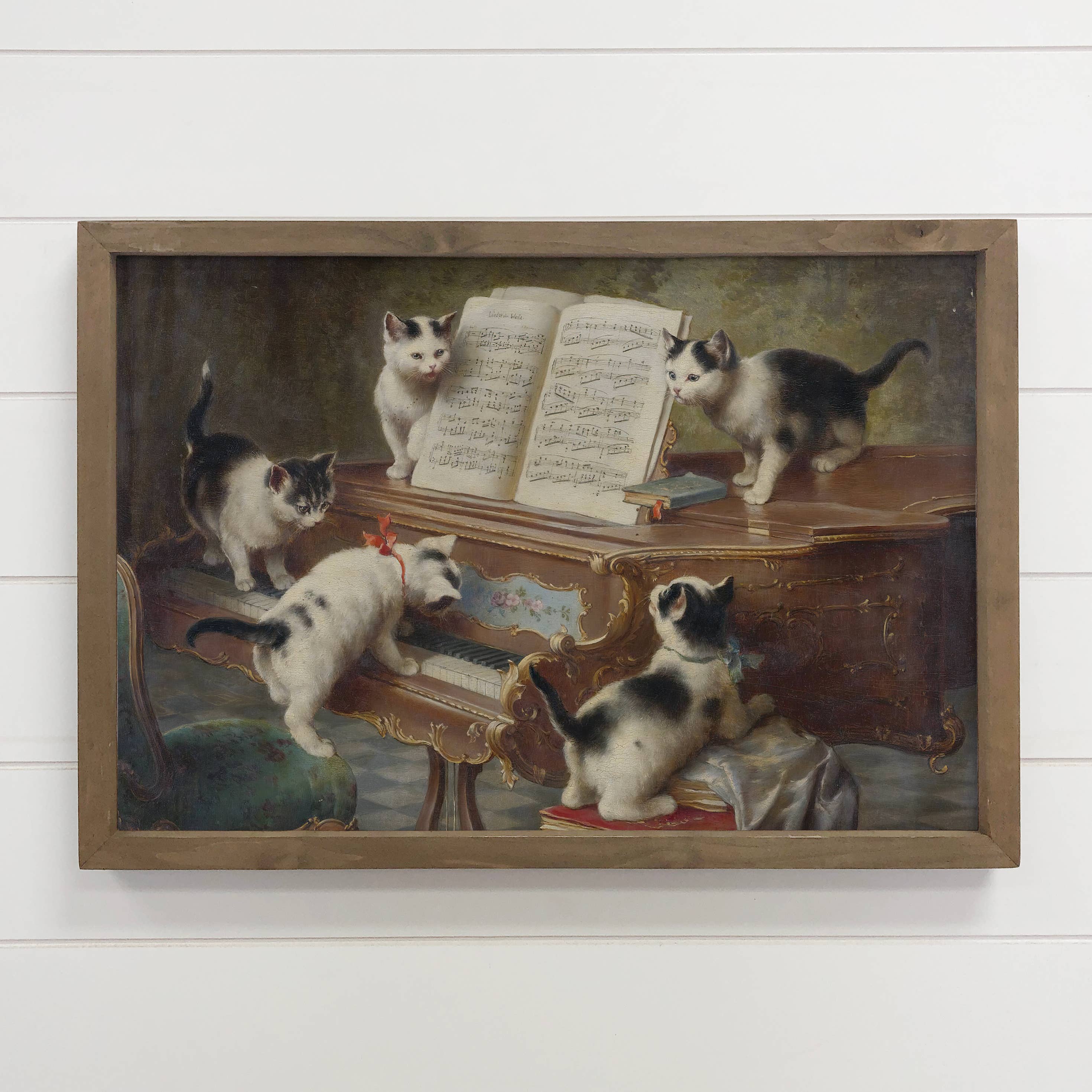 Kittens Piano Recital - Cute Kitten Canvas Art - Wood Framed